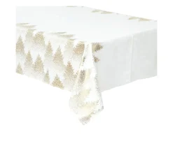 Clearance FEERIC LIGHTS AND CHRISTMAS Nappe Blanche Imprime Sapin Dore 140 X 360 Cm