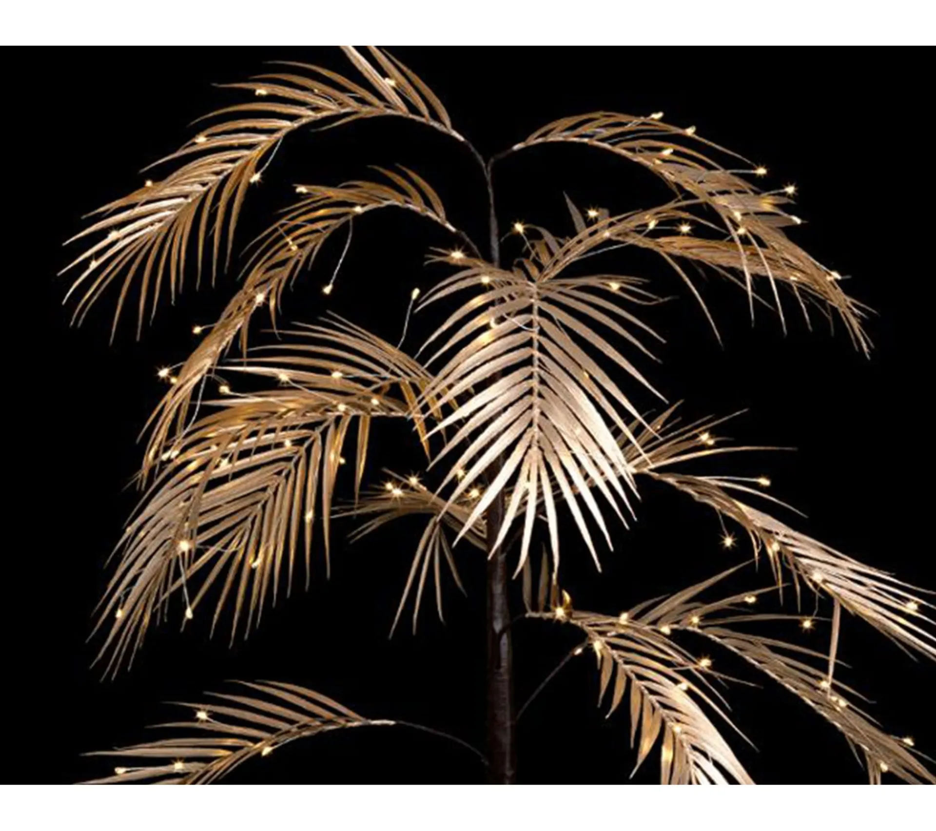 Discount FEERIC LIGHTS AND CHRISTMAS Déco De Noël Arbre Lumineux Palmier Feuilles Dorees 120 Led Blanc Chaud H 120 Cm
