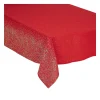 Discount FEERIC LIGHTS AND CHRISTMAS Nappe En Polycoton Rouge Imprime Sapin Dore 140 X 360 Cm