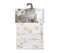 New FEERIC LIGHTS AND CHRISTMAS Nappe Canevas Blanche Avec Etoiles Dorees 140 X 240 Cm