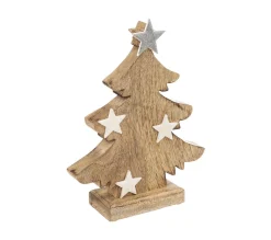 Shop FEERIC LIGHTS AND CHRISTMAS Déco De Noël Sapin En Bois Avec Etoiles Blanches Et Cimier H 25 Cm