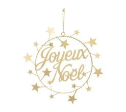 Sale FEERIC LIGHTS AND CHRISTMAS Déco De Noël Suspension En Metal Dore Joyeux Noël D 28 Cm