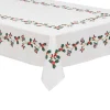 Discount FEERIC LIGHTS AND CHRISTMAS Nappe En Coton Blanc Imprime Houx Et Baies Rouges Finition Dore 140 X 240 Cm