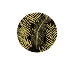 New FEERIC LIGHTS AND CHRISTMAS Photophore Support A Bougie Plaque En Verre Noir Et Or Imprime Jungle D 10 Cm