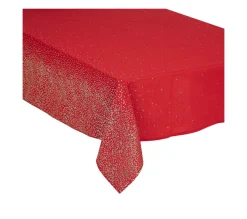 Best Sale FEERIC LIGHTS AND CHRISTMAS Nappe En Coton Et Polyester Rouge Imprime Leopard Argente 140 X 240 Cm