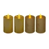 Online FEERIC LIGHTS AND CHRISTMAS Lot De 4 Bougies Lumineuses Or Paillete Et Or Metallise H 7.5 Cm