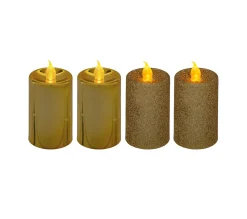 Online FEERIC LIGHTS AND CHRISTMAS Lot De 4 Bougies Lumineuses Or Paillete Et Or Metallise H 7.5 Cm