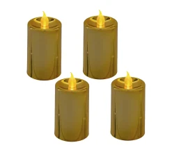 Online FEERIC LIGHTS AND CHRISTMAS Lot De 4 Bougies Lumineuses Or Paillete Et Or Metallise H 7.5 Cm
