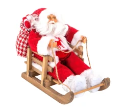 Store FEERIC LIGHTS AND CHRISTMAS Pere Noël En Habit Traditionnel Rouge Et Blanc Sur Sa Luge 26 X 26 X 15 Cm
