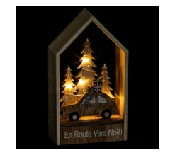 Cheap FEERIC LIGHTS AND CHRISTMAS Maison En Bois Avec Déco Lumineuse 4 Led Blanc Chaud H 17 Cm