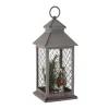 Store FEERIC LIGHTS AND CHRISTMAS Décoration De Noël Lumineuse Lanterne Grillagee Avec 3 Bougies 3 Led H 31 Cm