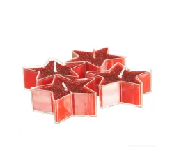Sale FEERIC LIGHTS AND CHRISTMAS Lot De 4 Bougies Etoiles Chauffe Plat Rouge Paillete D 6 Cm 24G