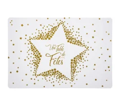 Clearance FEERIC LIGHTS AND CHRISTMAS 6 Sets De Table De Noël Design Etoile - L. 30 X L. 43 Cm - Blanc Et Or