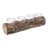 Best FEERIC LIGHTS AND CHRISTMAS Bougeoir Centre De Table Rondin En Bois 4 Photophores En Verre