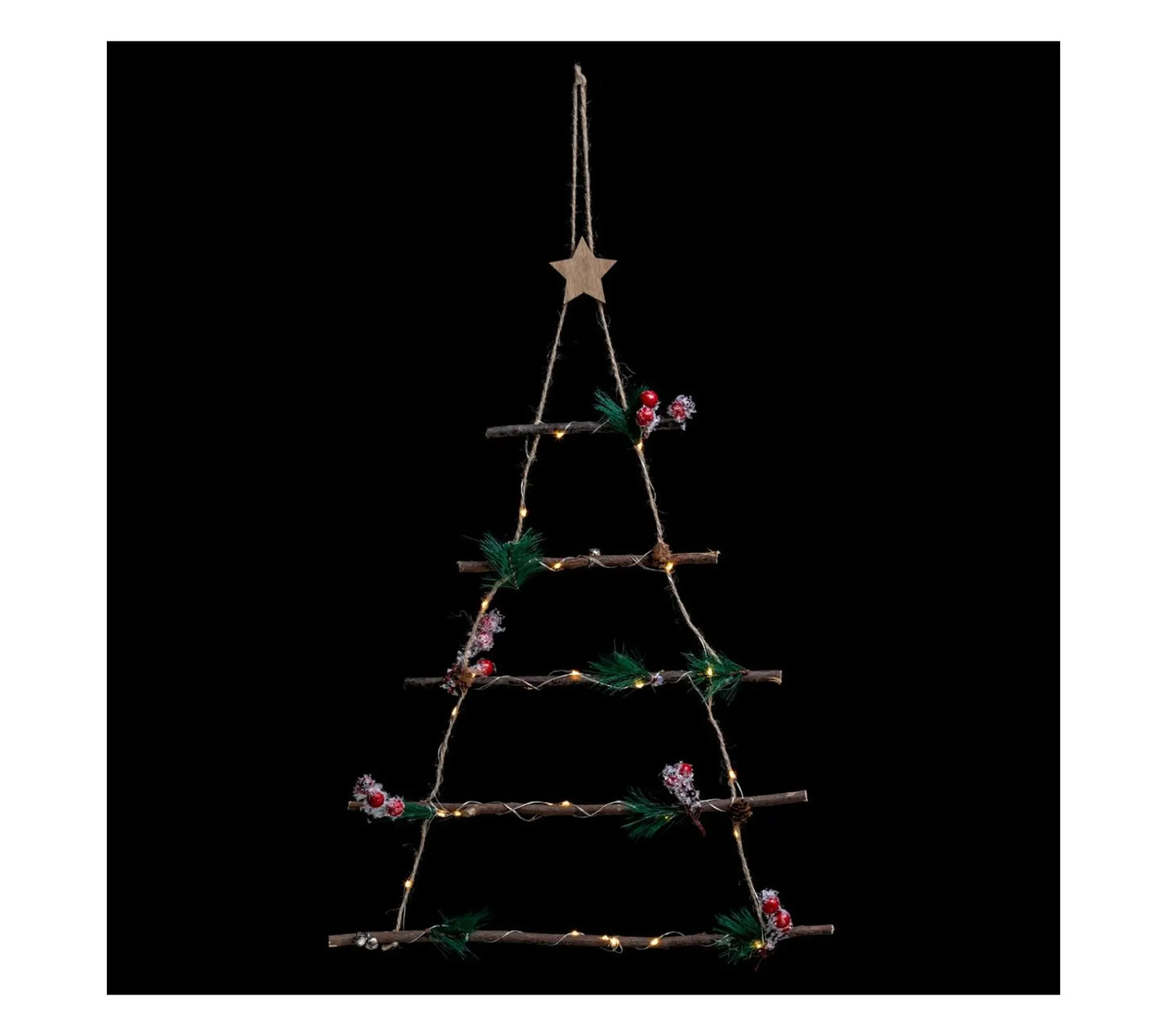 Discount FEERIC LIGHTS AND CHRISTMAS Sapin Lumineux A Suspendre Forme Echelle 28 Led Blanc Chaud H 63 Cm