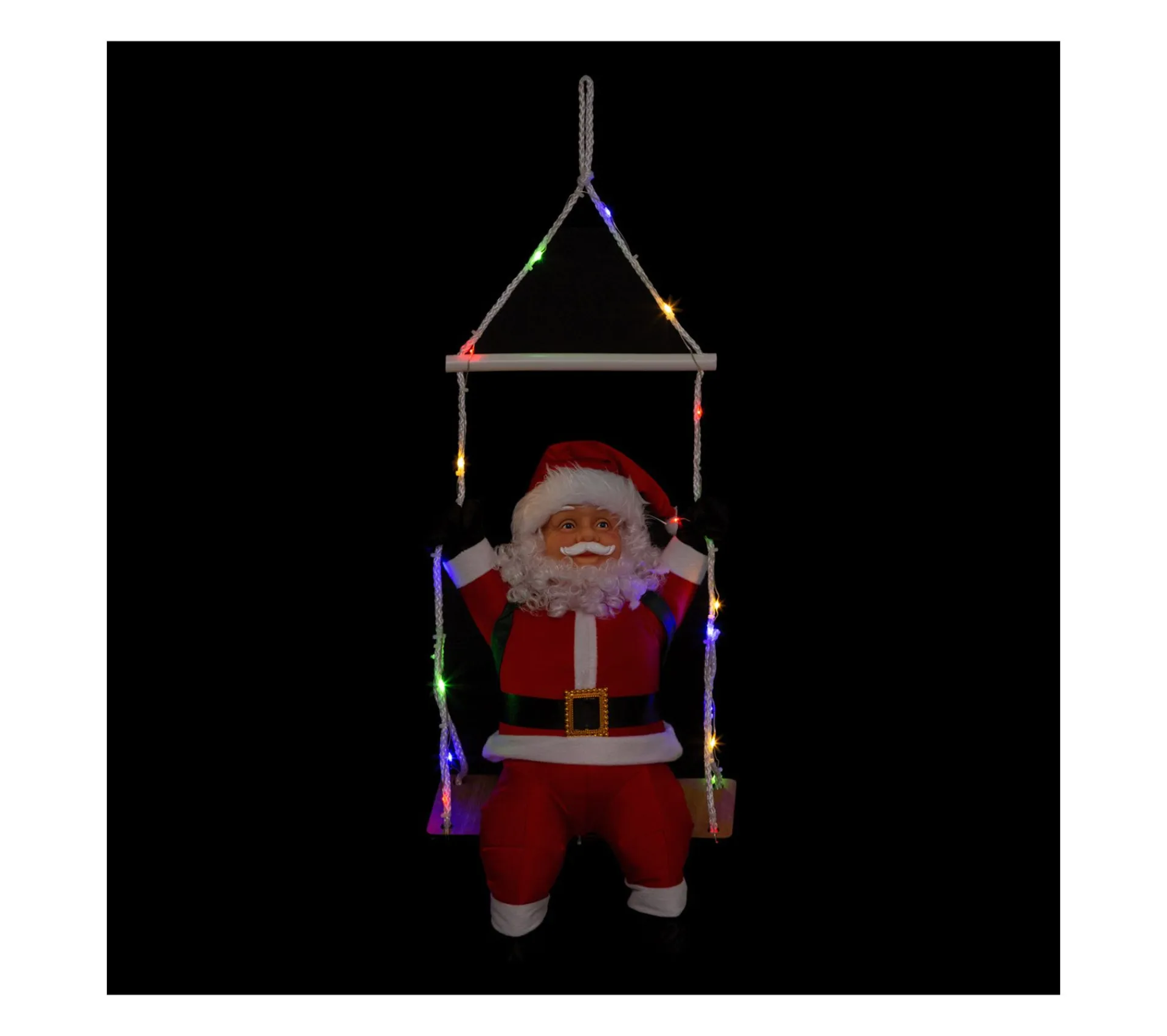 Best FEERIC LIGHTS AND CHRISTMAS Pere Noël Grimpeur Sur Balancoire Lumineuse A Led Couleurs Changeantes H 70 Cm