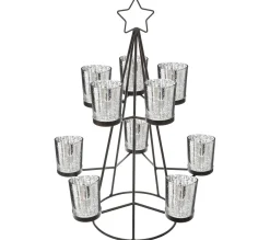Discount FEERIC LIGHTS AND CHRISTMAS Photophore De Noël Design Metal Sapin - Noir