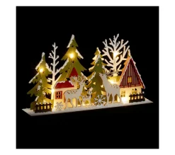 Cheap FEERIC LIGHTS AND CHRISTMAS Déco Lumineuse Rennes Et Sapins En Bois 13 Led Blanc Chaud 30 X 17 Cm