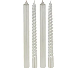 Online FEERIC LIGHTS AND CHRISTMAS Lot De 4 Bougies Batons Paillete Et Twiste Blanc H 25 Cm