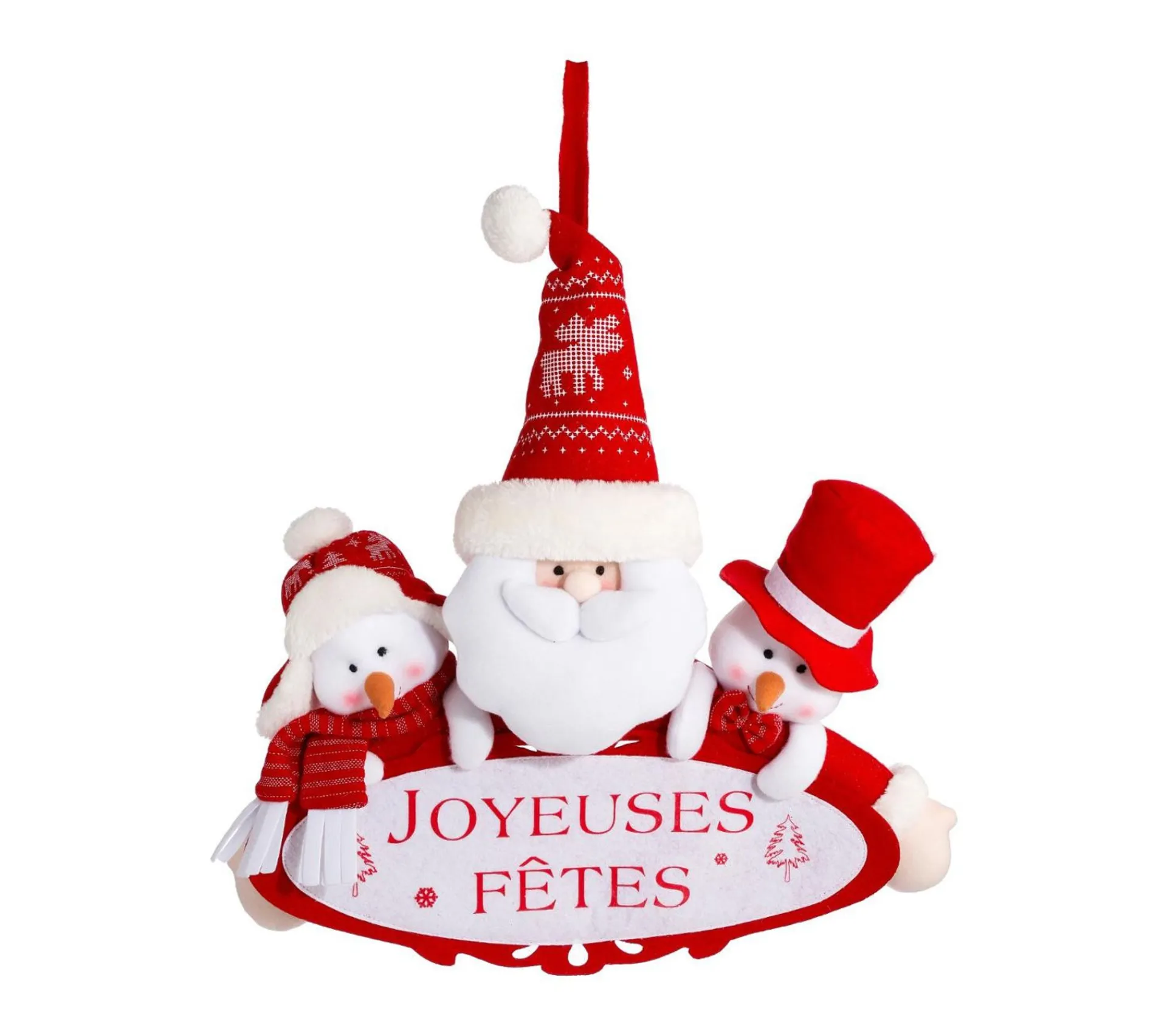 Hot FEERIC LIGHTS AND CHRISTMAS Déco De Noël Pancarte Joyeuses Fetes Avec 3 Peluches H 38 Cm