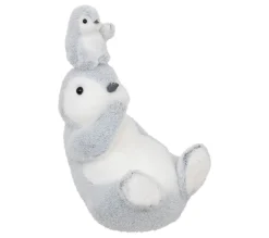 Cheap FEERIC LIGHTS AND CHRISTMAS Déco De Noël Bebe Pingouin Sur Sa Maman Gris Et Blanc L 18 X H 28 Cm