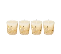Clearance FEERIC LIGHTS AND CHRISTMAS Lot De 4 Bougies Votive Dore Etoiles Et Paillettes D 4 Cm