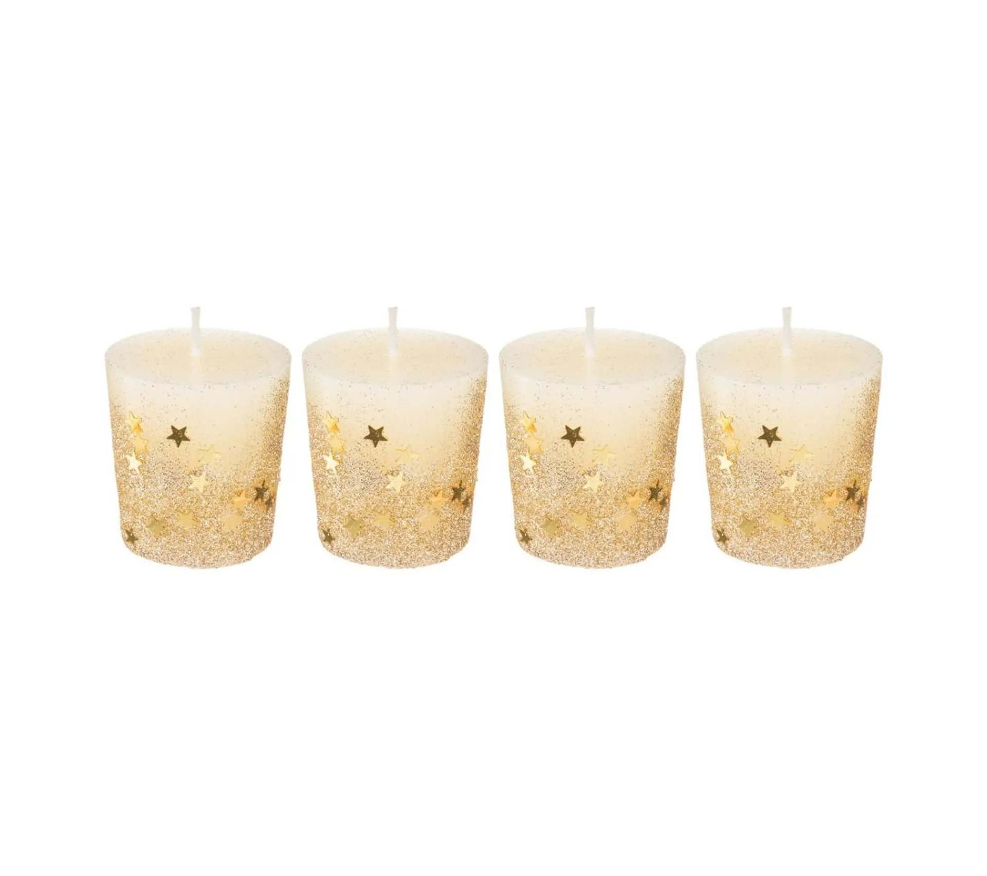Clearance FEERIC LIGHTS AND CHRISTMAS Lot De 4 Bougies Votive Dore Etoiles Et Paillettes D 4 Cm