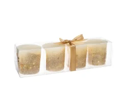 Clearance FEERIC LIGHTS AND CHRISTMAS Lot De 4 Bougies Votive Dore Etoiles Et Paillettes D 4 Cm