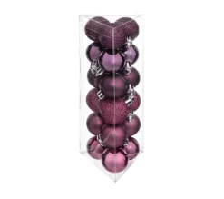 FEERIC LIGHTS AND CHRISTMAS Guirlande Et Boule De Sapin^ Déco De Sapin Lot De 18 Boules De Noël D 3 Cm - Cassis Et Fuchsia