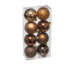 FEERIC LIGHTS AND CHRISTMAS Guirlande Et Boule De Sapin^ Déco De Sapin Lot De 8 Boules De Noël D 7 Cm - Bronze Et Marron