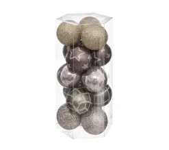 FEERIC LIGHTS AND CHRISTMAS Guirlande Et Boule De Sapin^ Déco De Sapin Lot De 15 Boules De Noël D 5 Cm - Champagne Violet Et Gris