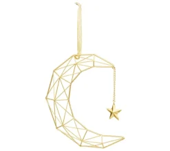 FEERIC LIGHTS AND CHRISTMAS Guirlande Et Boule De Sapin^ Déco De Noël Suspension Lune En Metal Dore H 26 Cm