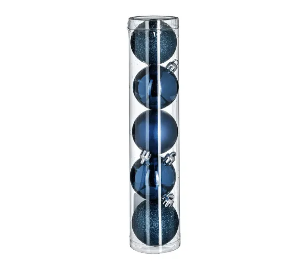 FEERIC LIGHTS AND CHRISTMAS Guirlande Et Boule De Sapin^ Déco De Sapin Lot De 5 Boules De Noël D 5 Cm - Bleu Nuit