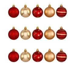 FEERIC LIGHTS AND CHRISTMAS Guirlande Et Boule De Sapin^ Déco De Sapin Lot De 15 Boules De Noël D 5 Cm - Rouge Et Champagne