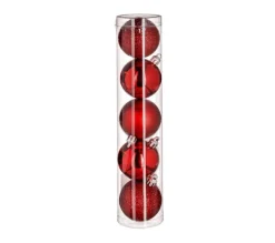 FEERIC LIGHTS AND CHRISTMAS Guirlande Et Boule De Sapin^ Déco De Sapin Lot De 5 Boules De Noël D 5 Cm - Rouge