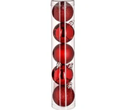 FEERIC LIGHTS AND CHRISTMAS Guirlande Et Boule De Sapin^ Déco De Sapin Lot De 5 Boules De Noël D 5 Cm - Rouge