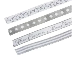 FEERIC LIGHTS AND CHRISTMAS Anniversaire Et Autres Fêtes^ 4 Rubans Satin Imprimes - Argent