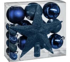 FEERIC LIGHTS AND CHRISTMAS Guirlande Et Boule De Sapin^ Kit De Décorations Pour Sapin De Noël - 18 Pieces - Bleu Nuit