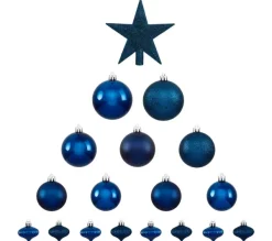 FEERIC LIGHTS AND CHRISTMAS Guirlande Et Boule De Sapin^ Kit De Décorations Pour Sapin De Noël - 18 Pieces - Bleu Nuit