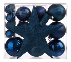 FEERIC LIGHTS AND CHRISTMAS Guirlande Et Boule De Sapin^ Kit De Décorations Pour Sapin De Noël - 18 Pieces - Bleu Nuit
