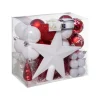 FEERIC LIGHTS AND CHRISTMAS Guirlande Et Boule De Sapin^ Déco De Sapin De Noël Kit 44 Pieces, Boule, Guirlande Et Cimier - Rouge Et Blanc