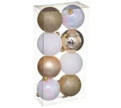 FEERIC LIGHTS AND CHRISTMAS Guirlande Et Boule De Sapin^ Kit De Décorations Pour Sapin De Noël - 8 Pieces - Dore Et Blanc
