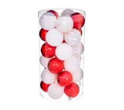 FEERIC LIGHTS AND CHRISTMAS Guirlande Et Boule De Sapin^ Déco De Sapin Lot De 30 Boules De Noël D 6 Cm - Rouge Et Blanc