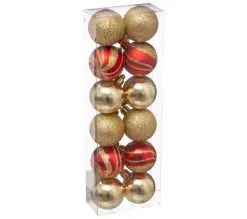 FEERIC LIGHTS AND CHRISTMAS Guirlande Et Boule De Sapin^ Déco De Sapin Lot De 12 Boules De Noël D 4 Cm - Rouge Et Or