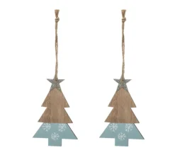 FEERIC LIGHTS AND CHRISTMAS Guirlande Et Boule De Sapin^ Sujet De Noël A Suspendre Lot De 2 Formes En Bois