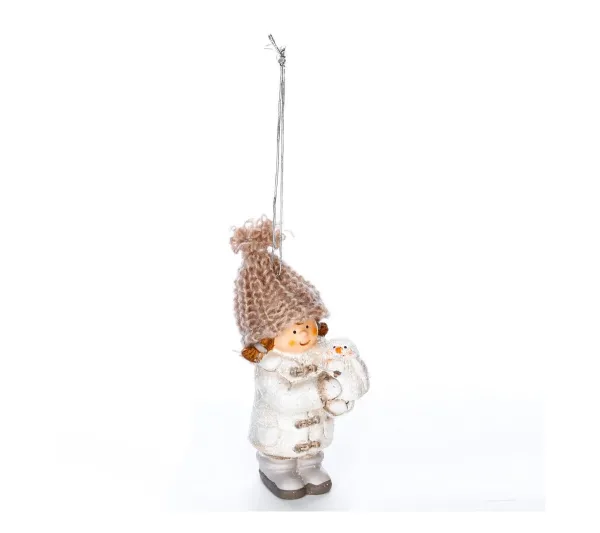 FEERIC LIGHTS AND CHRISTMAS Guirlande Et Boule De Sapin^ Sujet De Noël A Suspendre Enfant En Ceramique H 10 Cm
