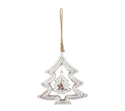 FEERIC LIGHTS AND CHRISTMAS Guirlande Et Boule De Sapin^ Sujet De Noël A Suspendre En Metal Brosse Effet Vieilli