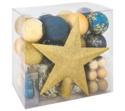 FEERIC LIGHTS AND CHRISTMAS Guirlande Et Boule De Sapin^ Déco De Sapin De Noël Kit 44 Pieces, Boule, Guirlande Et Cimier - Bleu Et Or