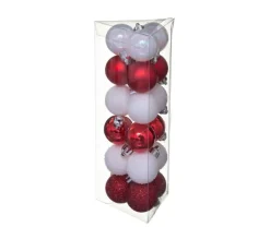 FEERIC LIGHTS AND CHRISTMAS Guirlande Et Boule De Sapin^ Déco De Sapin Lot De 18 Boules De Noël D 3 Cm - Blanc Et Rouge