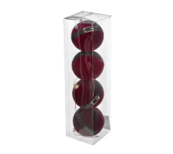 FEERIC LIGHTS AND CHRISTMAS Guirlande Et Boule De Sapin^ Déco De Sapin Lot De 4 Boules De Noël D 8 Cm Rouge Habit Du Pere Noël
